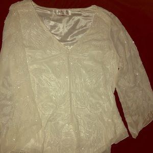 Jakara New York gorgeous shear beaded evening top